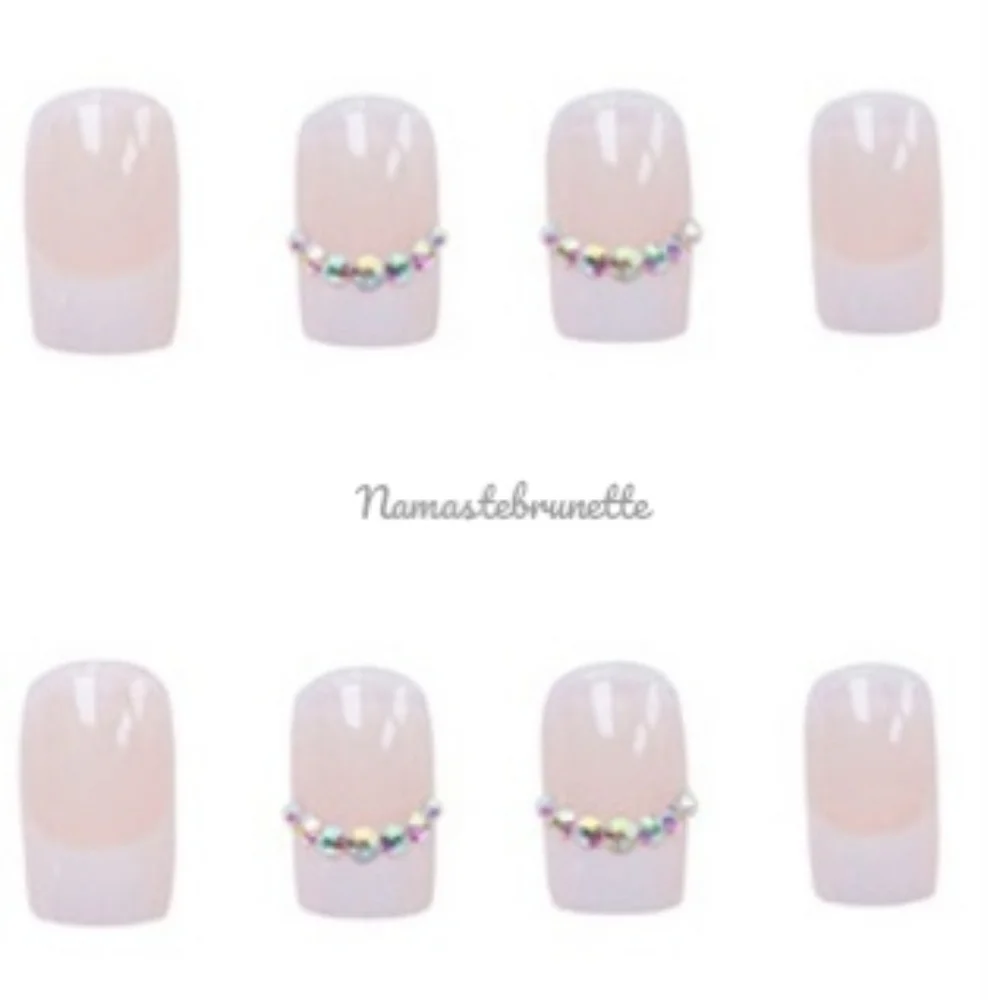 2/$16 Rhinestone French Manicure Press on Nails